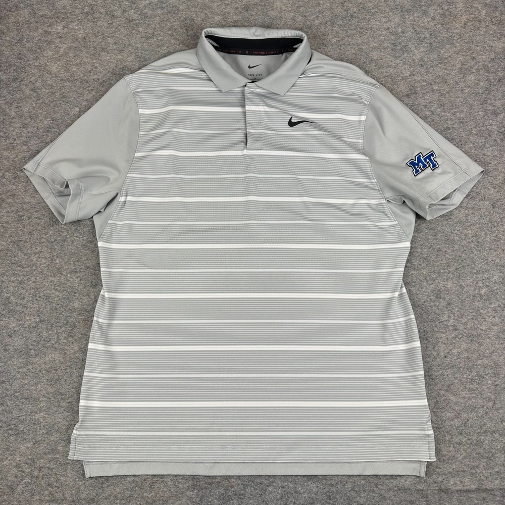Nike Golf Tiger Woods Advanced Striped Polo MTSU Blue Raiders Mens Medium M